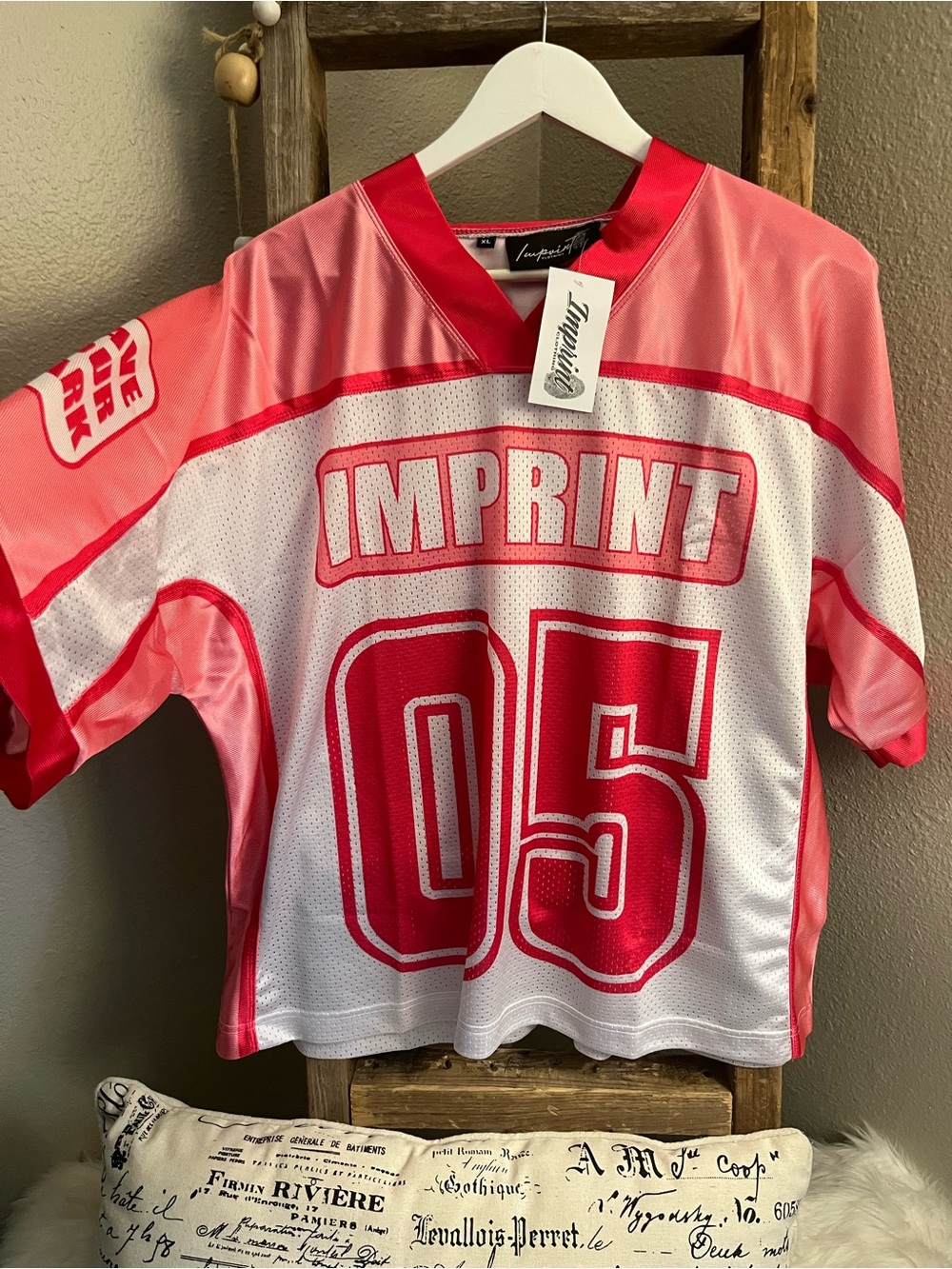 IMPRINT Women Pink & White Jersey Top - '05 Graphic